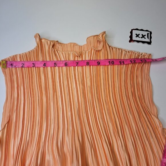Accordion Style High Neck Lightweight Sleeveless Orange Tops Size M Size XXL - Picture 7 of 8